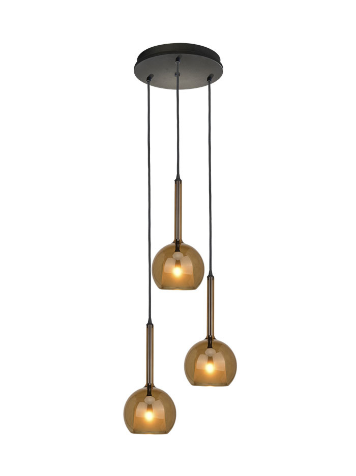 IONIA hanging lamp round 3-light G9 black d:250mm