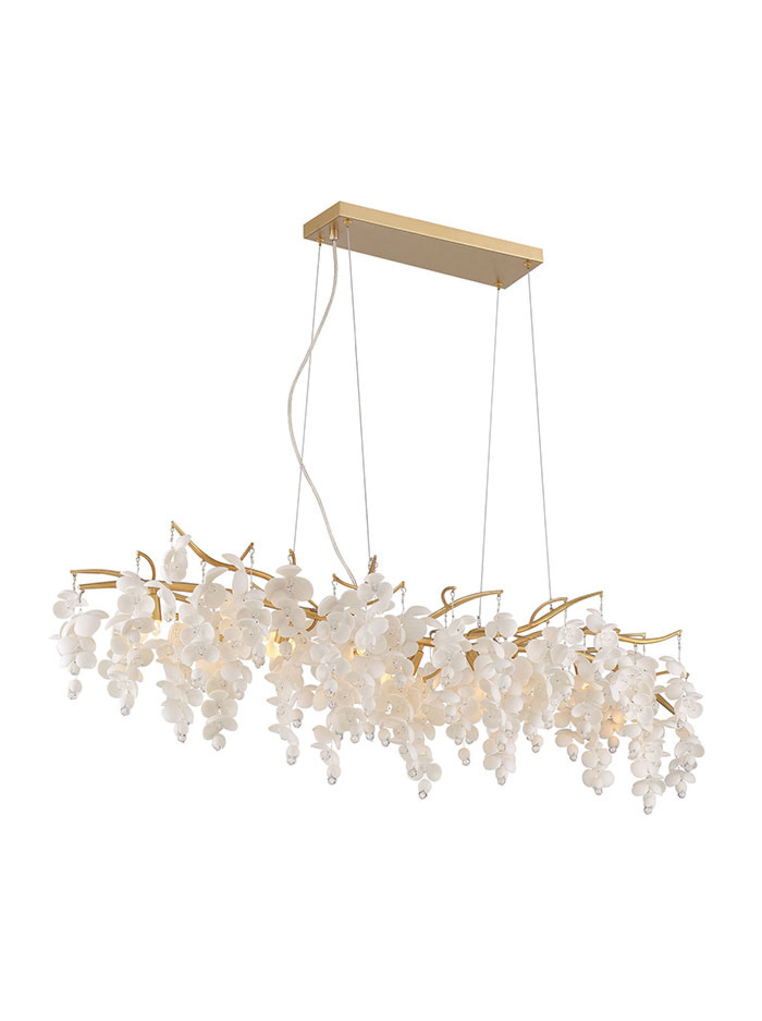 POSITANO hanging lamp 9x G9 champagne gold L: 120cm - Hanglampen